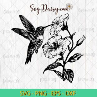 Hummingbird SVG, Hummingbird Laser Engraving SVG, Spring Flower SVG