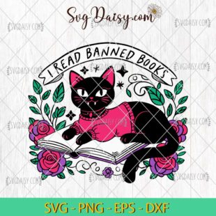 I Read Banned Books Black Cat SVG