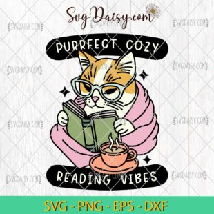 Purrfect Cozy Cat Reading A Book SVG