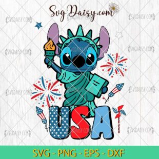 Stitch USA Statue Of Liberty SVG, Stitch 4th Of July SVG