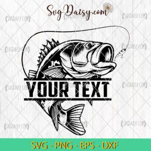 Bass Name Fishing Monogram SVG, Fishing SVG