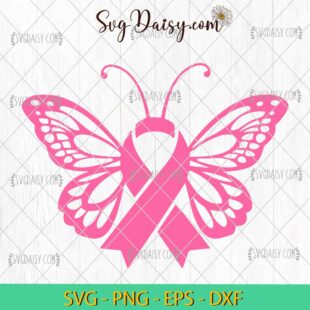 Butterfly Cancer Awareness Ribbon SVG, Cancer Butterfly SVG