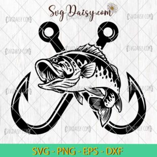 Crossed Fish Hooks SVG, Fishing SVG