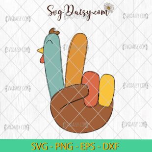 FREE Thanksgiving Thankful Turkey Peace Hand Sign SVG, Turkey Thanksgiving SVG