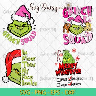 Funny Grinch And Friend Face Bundle SVG, Grinch Christmas SVG