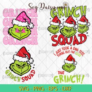 Grinch Face Christmas Bundle SVG, Christmas Grinch SVG