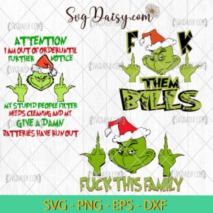 Grinch Middle Finger Bundle SVG, Grinch Fuck Christmas SVG