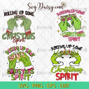 Grinch Rolling Up Some Christmas Spirit Bundle SVG