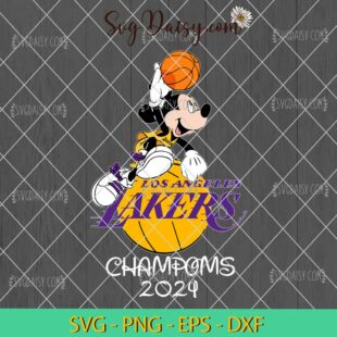 Mickey Mouse Los Angeles Lakers Champions 2024 SVG, Mickey Mouse Basketball SVG