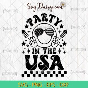 Smile Face Party In The USA SVG, Firework 4th Of July SVG