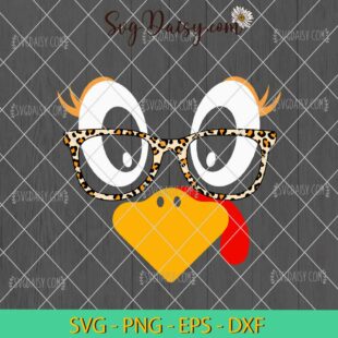 Thanksgiving Turkey Face Leopard Print Glasses SVG, Turkey Thanksgiving SVG