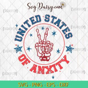 United States Of Anxiety Skeleton Hand SVG, Skeleton Hand USA