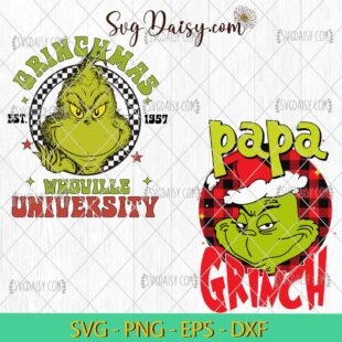 Vintage Grinch Face Merry Christmas Bundle SVG, Grinch Christmas SVG