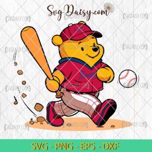 Winnie The Pooh Atlanta Braves Baseball SVG, MLB Teams SVG PNG DFX EPS