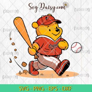 Winnie The Pooh Baltimore Orioles Baseball SVG, MLB Teams SVG PNG DFX EPS