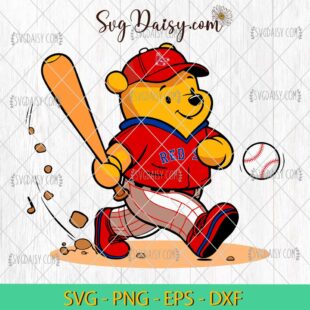 Winnie The Pooh Boston Red Sox Baseball SVG, MLB Teams SVG PNG DFX EPS