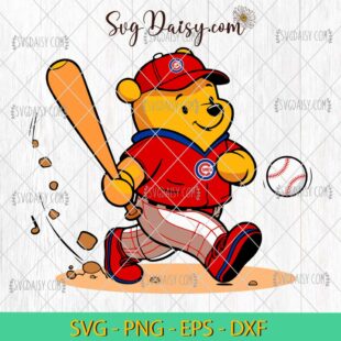 Winnie The Pooh Chicago Cubs Baseball SVG, MLB Teams SVG PNG DFX EPS