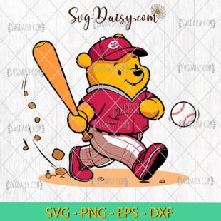 Winnie The Pooh Cincinnati Reds Baseball SVG, MLB Teams SVG PNG DFX EPS