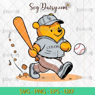 Winnie The Pooh Colorado Rockies Baseball SVG, MLB Teams SVG PNG DFX EPS