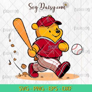 Winnie The Pooh Los Angeles Angels Baseball SVG, MLB Teams SVG PNG DFX EPS