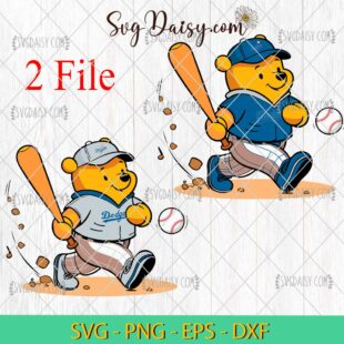 Winnie The Pooh Los Angeles Dodgers Baseball SVG, MLB Teams SVG PNG DFX EPS