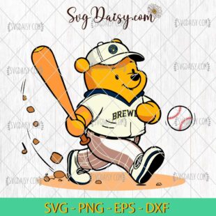 Winnie The Pooh Milwaukee Brewers Baseball SVG, MLB Teams SVG PNG DFX EPS