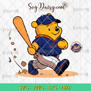 Winnie The Pooh New York Mets Baseball SVG, MLB Teams SVG PNG DFX EPS