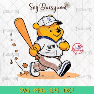 Winnie The Pooh New York Yankees Baseball SVG, MLB Teams SVG PNG DFX EPS