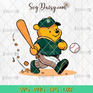 Winnie The Pooh Oakland Athletics Baseball SVG, MLB Teams SVG PNG DFX EPS