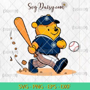 Winnie The Pooh Seattle Mariners Baseball SVG, MLB Teams SVG PNG DFX EPS