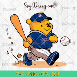 Winnie The Pooh Texas Rangers Baseball SVG, MLB Teams SVG PNG DFX EPS