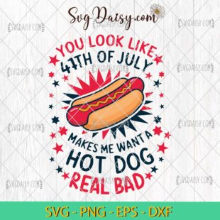 You Look Like 4th Of July A Hot Dog SVG, Hot Dog Real Bad SVG