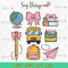 Back To School Coquette Bow School Bus Books SVG