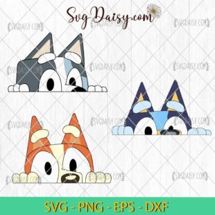 Bluey And Bingo Peeking Bundle SVG, Bluey Cartoon SVG PNG DXF EPS