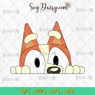 Cute Bluey Bingo Peeking SVG, Bluey Cartoon SVG PNG DXF EPS