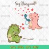 Cute Kawaii Dinosaur Couple Matching SVG, Dinosaur Animal SVG