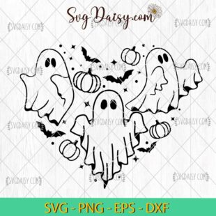 Ghost Heart SVG, Spooky Season Halloween SVG