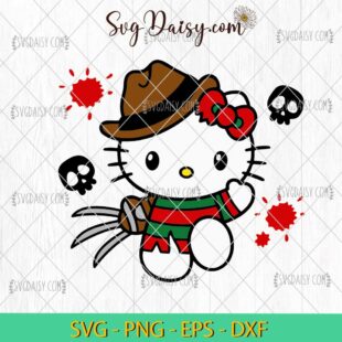 Hello Kitty Freddy Krueger SVG, Hello Kitty SVG, Halloween SVG