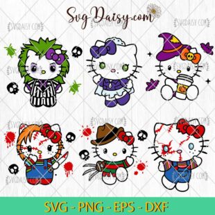 Hello Kitty Halloween Bundle SVG, Hello Kitty SVG, Halloween Bundle SVG