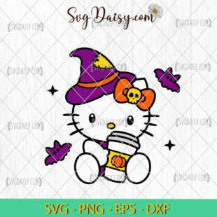 Hello Kitty Halloween Coffee SVG, Hello Kitty SVG, Halloween SVG