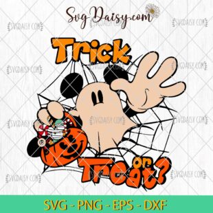 Mickey Ghost Trick Or Treat SVG, Mickey Pumpkin Halloween SVG