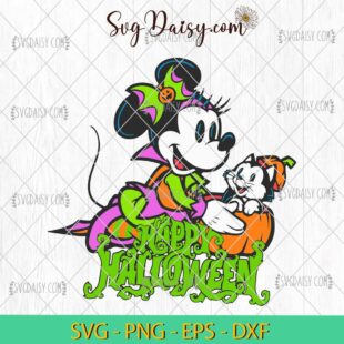 Minnie Mouse And Figaro Happy Halloween SVG