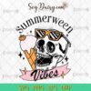 Summerween Vibes Skull Ice Cream Cone SVG, Summer Halloween SVG, Skull Halloween SVG