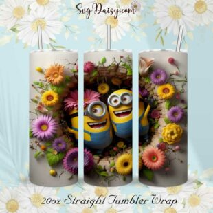 3D Minions Sunflower Tumbler Wrap Png