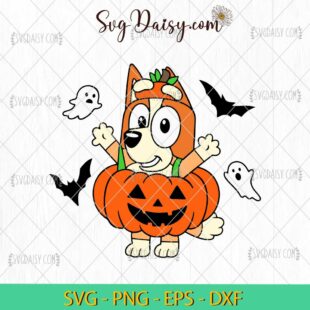 Bingo Halloween Pumpkin SVG, Bluey Bingo Halloween SVG, Cartoon Halloween SVG