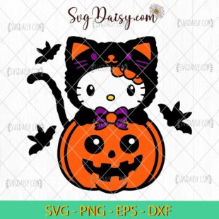 Black Cat Hello Kitty SVG, Hello Kitty Halloween SVG, Halloween SVG