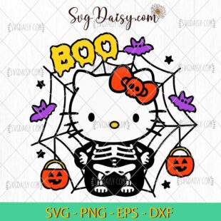 Boo Skeleton Hello Kitty SVG, Hello Kitty Halloween SVG, Halloween SVG