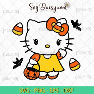 Candy Corn Hello Kitty SVG, Hello Kitty Halloween SVG, Halloween SVG