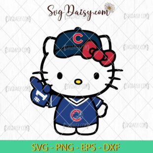 Chicago Cubs Hello Kitty SVG, Hello Kitty Baseball SVG, Hello Kitty Sport SVG, MLB SVG