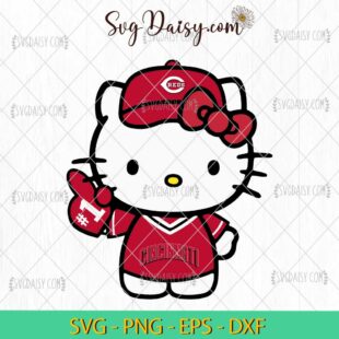 Cincinnati Reds Hello Kitty SVG, Hello Kitty Baseball SVG, Hello Kitty Sport SVG, MLB SVG